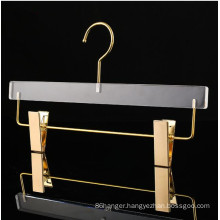 High grade Trouser Hanger Transparent acrylic plastic pants skirts hanger with clips